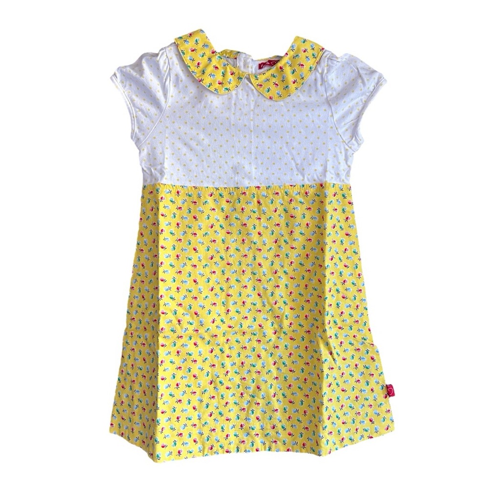 Little bird by Jools Oliver size 4-5 white and yellow ditsy print dress